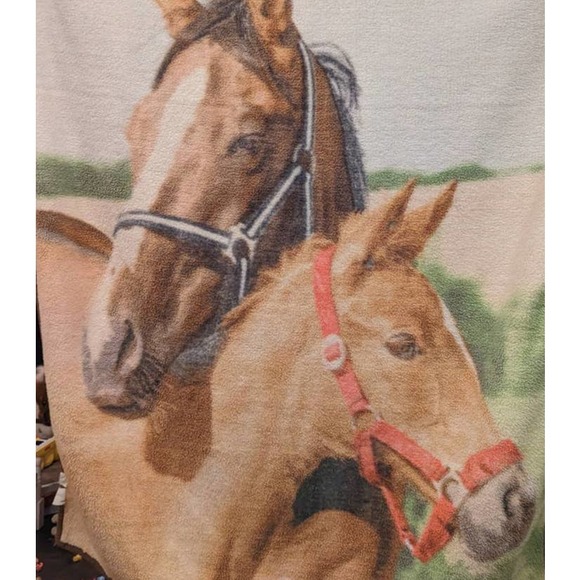 Fleece Blanket with Horse and Colt - Picture 2 of 4
